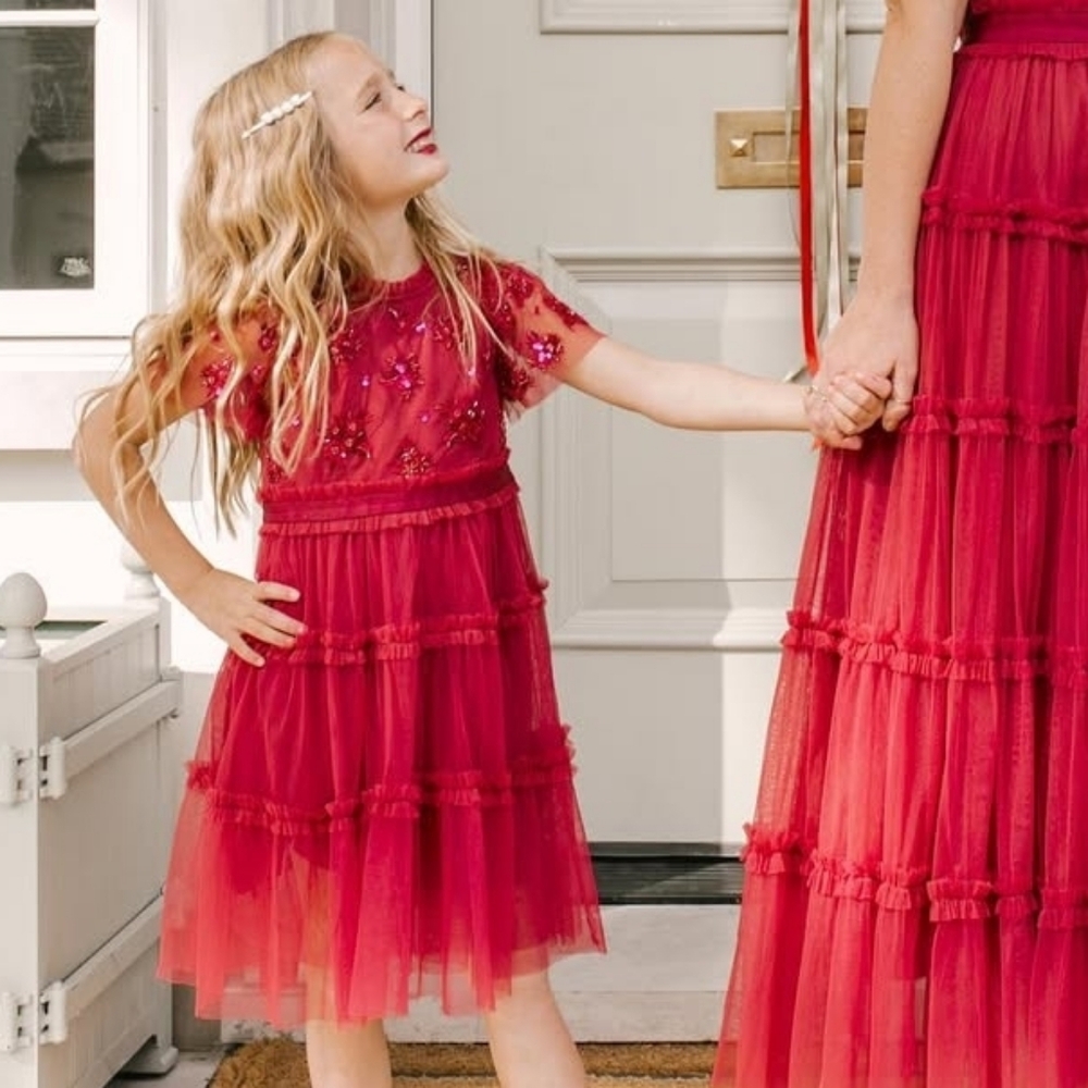 Ivy City Co- Anastasia Dress In Red - Little Girls